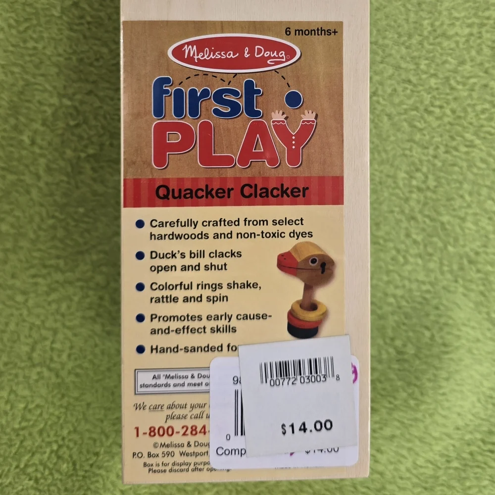 VHTF NIB TOY 6M+ Melissa & Doug Quacker Clacker - Yellow & Orange (Q2)